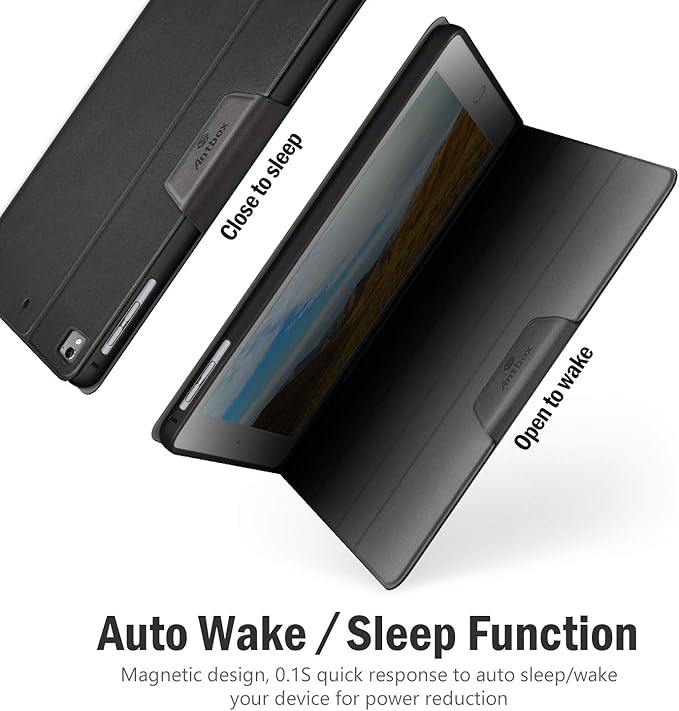 Antbox Case for iPad Air 2/iPad 6th/5th Generation(9.7'')/Pro 9.7''/Air 1 Vegan Leather Case with Pencil Holder Auto Sleep/Wake Function Smart Cover for iPad 9.7'' (Black)