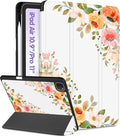 Uppuppy for iPad Air 11 inch Case, Air 5th/4th Generation 10.9, Pro 11'' (4th/3rd/2nd/1st Gen) Case Girls Cute Women Pencil Holder Flowers Design Folio Cover for iPad Air 11 2024/2025 (M2/M3)