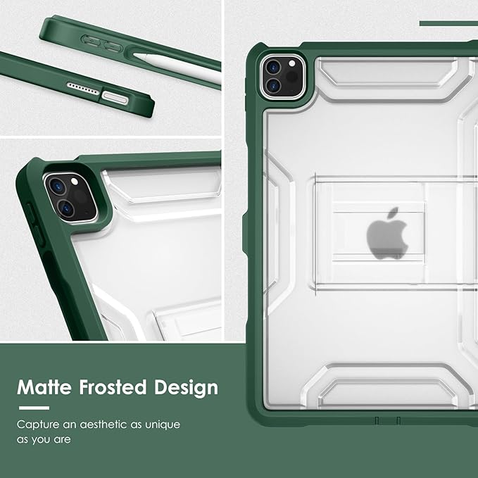 VIKESI iPad Pro 11 inch Case (2018-2022 Released), TPU Shockproof Frame, Matte Frosted Back, Midnight Green, Portable Electronic Device Cover