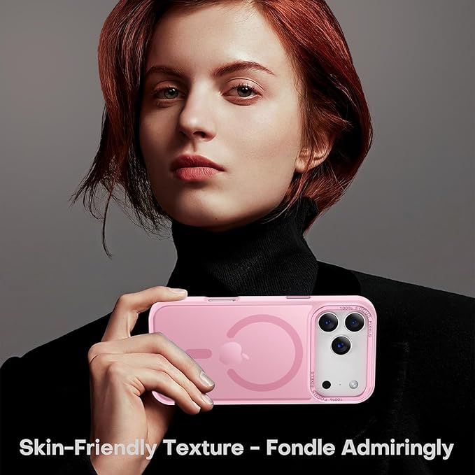Newfuture Magnetic for iPhone 17 Pro Case [Compatible with Magsafe] [Military Grade Drop Protection] Translucent Matte Anti-Scratch Shockproof Protective Phone Cover 6.3 Inch, Chalk Pink