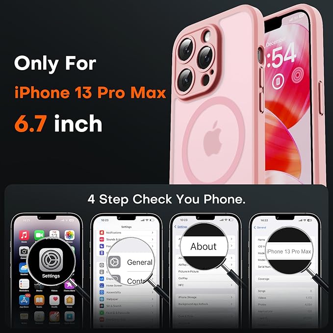 TOCOL for iPhone 13 Pro Max Case, Compatible with Magsafe Charger, Full Camera Protection, Translucent Matte for iPhone 13 Pro Max iPhone Case 6.7 inch (Light Pink)