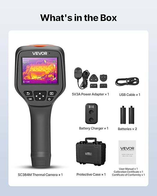 2025 Advanced Thermal Camera with AI chip, 384 x 288 IR Resolution,5MP Visual,43.7° x 31.9° FOV Camera, Voice Annotation Infrared Imager with 3.5-Inch Touch Screen, -20°C to +550°C, WiFi