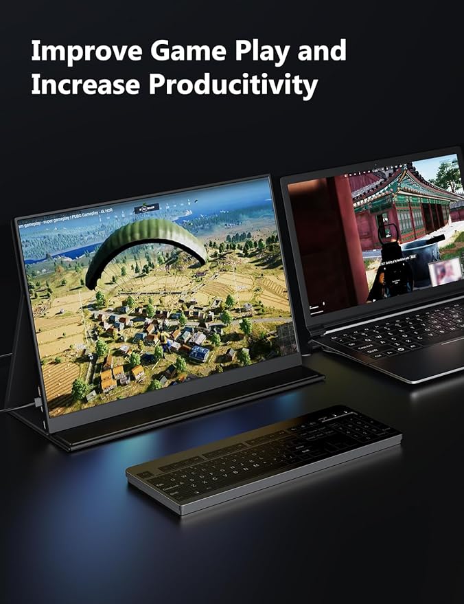MAGICRAVEN 165Hz Portable Gaming Monitor, 16" 1920x1200 500 Nits Laptop Monitor, Second Computer Display with Speakers, Dual Screen Travel Monitor for PC Phone PS5/4 Xbox Switch