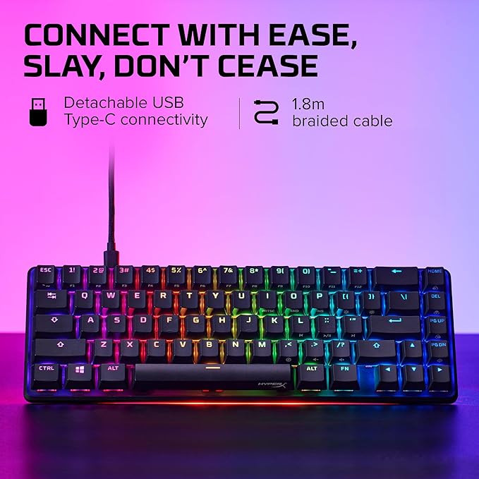 HyperX Alloy Origins 65 - Mechanical Gaming Keyboard – Compact 65% Form Factor - Linear Red Switch - Double Shot PBT Keycaps - RGB LED Backlit - NGENUITY Software Compatible,Black