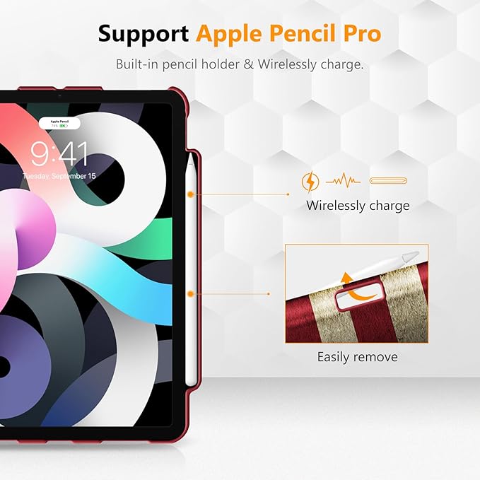 Fintie Rotating Case for iPad Air 11-inch M4/M3/M2 (2026/2025/2024), iPad Air 5th (2022) / 4th Generation 10.9 Inch - 360 Degree Rotating Protective Stand Cover with Pencil Holder, US Flag