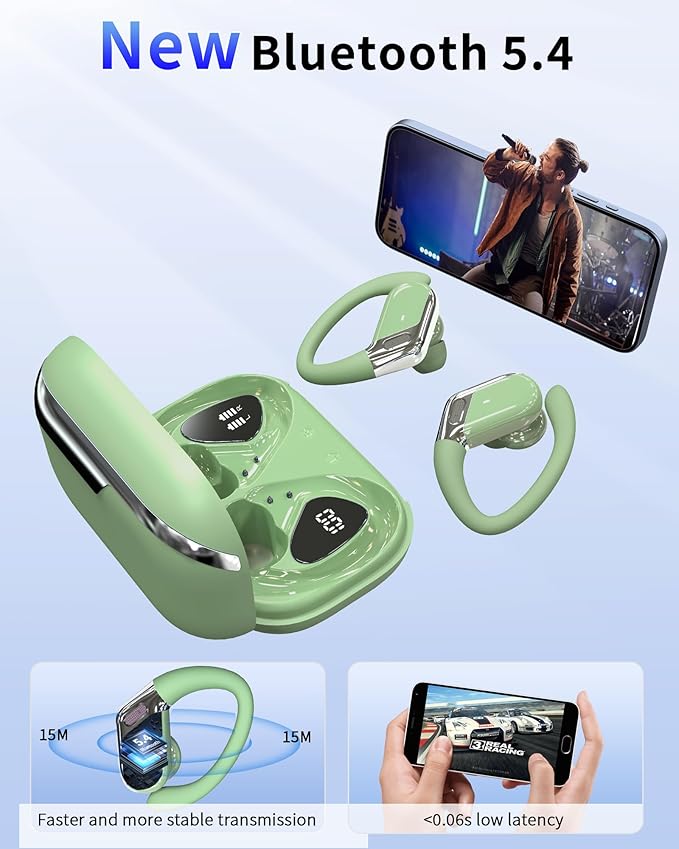Ear buds Wireless Earbuds, 2026 Bluetooth 5.4 headphones Sport Noise Cancelling, Over Ear Earbuds with Ear Hooks, Running Headphones 50 Hrs, Bluetooth Earphones with Mic/IP7 Waterproof for Android iOS