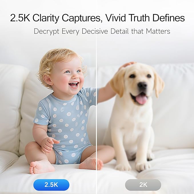 2.5K Indoor Camera 2pack, Non-Subscription AI Person/Pet/Cry Detection, 4MP Pet/Dog/Cat/Baby Camera w/Phone App, Pan Tilt 2.4GHz WiFi Cameras for Home Security, Night Vision, Full Duplex 2-Way Audio