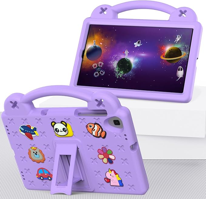 AKABEILA Compatible with Samsung Galaxy Tab A 10.1(2019)/Lenovo Tab M10 HD 2nd Gen/Tab K10/M10 Plus 10.3 inch Tablet Case, Kids Case with Shoulder Strap & Stand Handle Light Purple