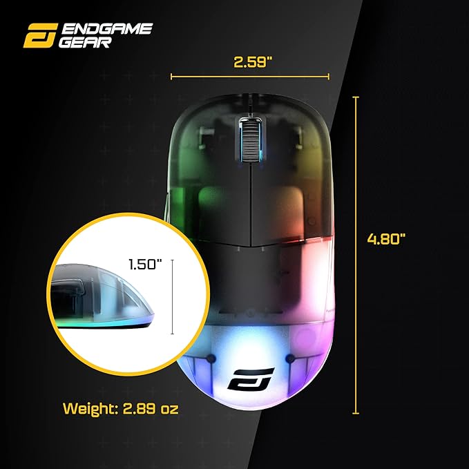 ENDGAME GEAR XM1 RGB Gaming Mouse, Programmable Mouse with 6 Buttons and 16,000 DPI, 2.75 oz., Dark Frost