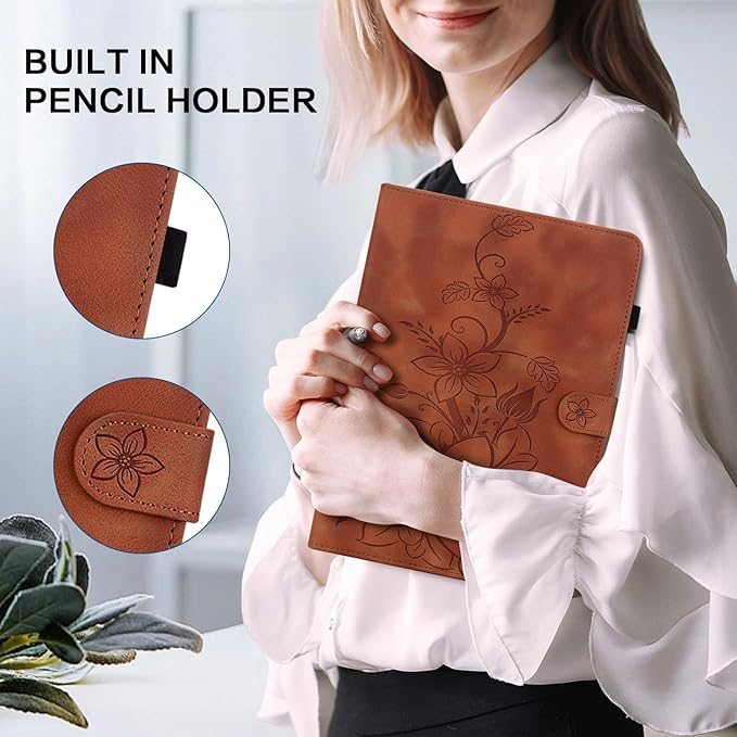 Case for iPad 6th / 5th Generation (2018 2017 Model, 9.7 Inch), iPad Air 2 (9.7 Inch), Auto Wake/Sleep Supports Pencil Holder Magnetic Clasp Stand Cover, Brown