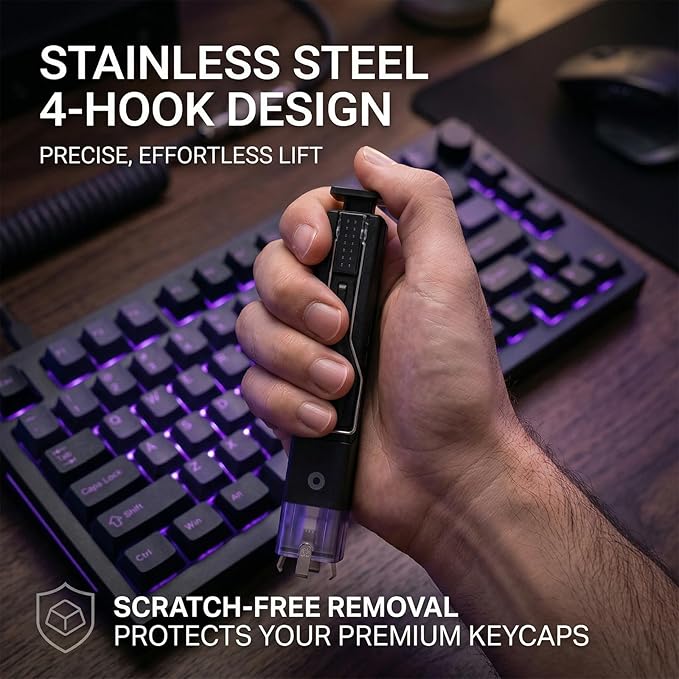2-in-1 Keycap Puller & Switch Puller Tool with 2 Cleaning Brushes, 4-Claw Spring-Loaded Switch Remover, Keyboard Maintenance Kit Compatible with Cherry MX Gateron Kailh Outemu Switches