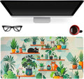 PERFECTSIGHT Cute Cat Desk Pad Kawaii Plant Kitty Desk Mat, Large Gaming Mouse Pad, Funny Deskmat Mousepad, Laptop Keyboard Pad Office Home Decor for Women Girls, Green