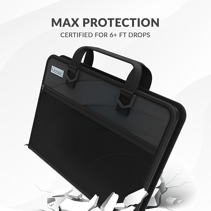 UZBL 13-14 Inch Zip Lite Always-on Chromebook Protective Hard Case with Accessory Pouch & Shoulder Strap (40 Pack)