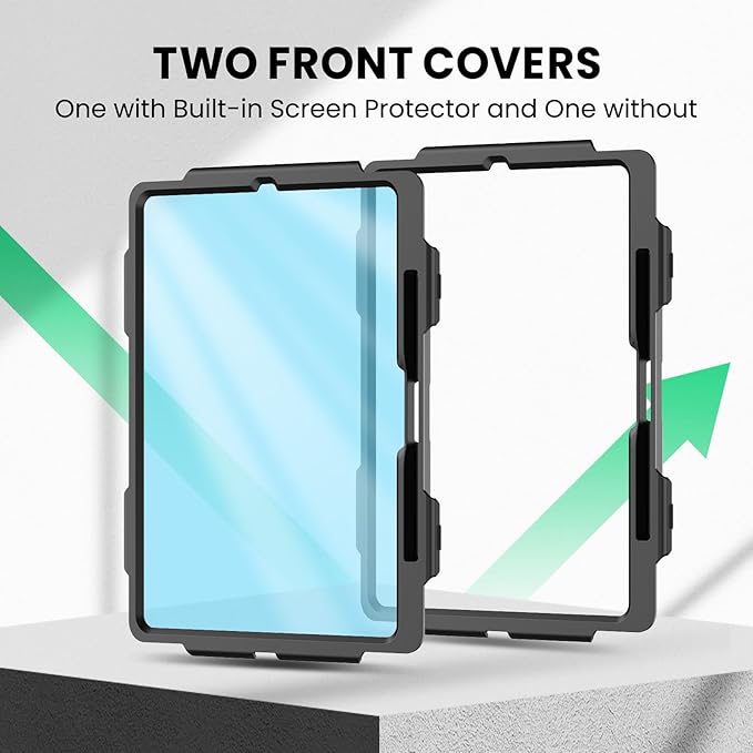 SEYMAC Case for iPad Pro 13 Inch M5 2025 / M4 2024, Heavy Duty Shockproof Protective Case with Screen Protector, 360° Rotating Stand, Hand/Shoulder Strap and Pen Holder, Black