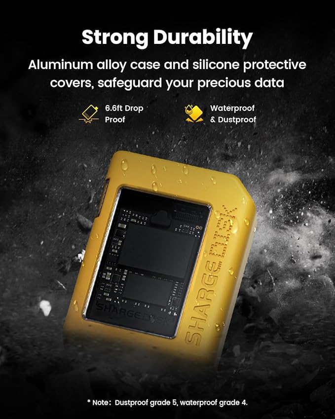 Sharge Disk M.2 NVMe SSD Enclosure with Active Cooling System, 10Gbps USB C 3.2 Gen2, Enclosure NVMe Reader Supports M Keys and Size 2230 SSDs, Yellow