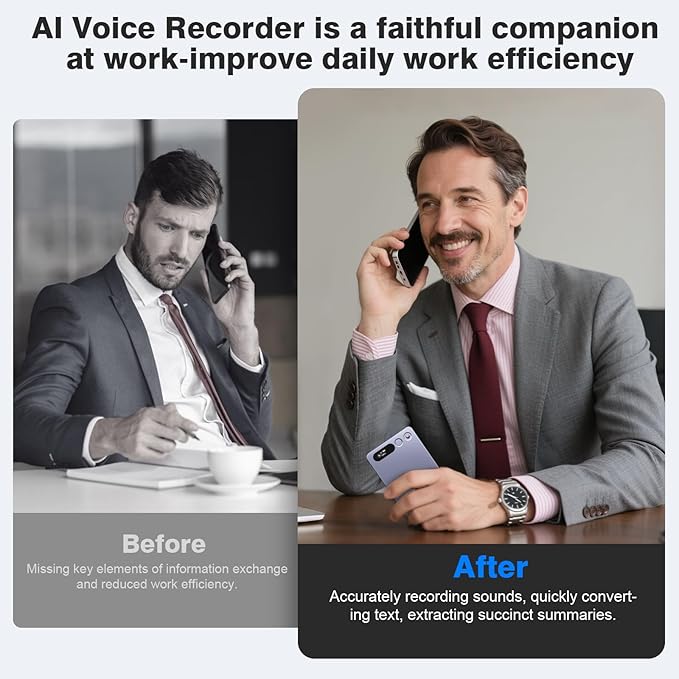 AI Voice Recorder, Note Voice Recorder Transcribe & Summarize with AI Technology, App Control Supports 152 Languages, Magnetic Case 64GB Memory Audio Recorder for Lectures, Meetings, Interviews, Calls