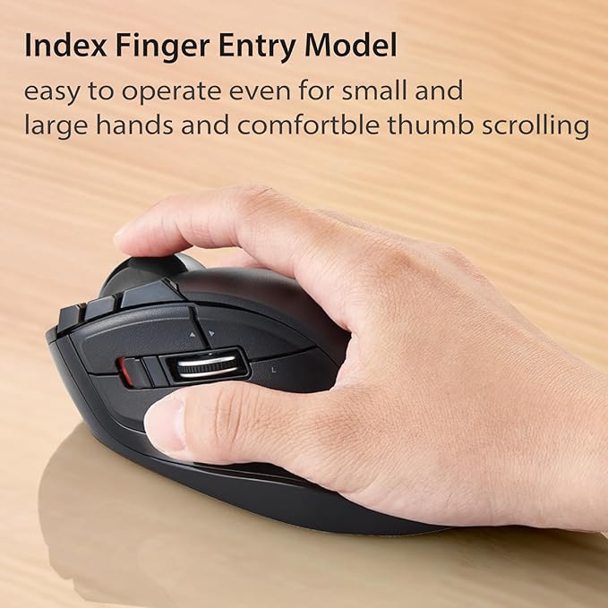 ELECOM DEFT Trackball Mouse, 2.4GHz Wireless, Finger Control, 8-Button Function with Smooth Tracking, Ergonomic Design, Optical Gaming Sensor, Windows11, macOS (M-DT2DRBK)