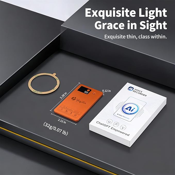 Ai Note Taker, Ai Voice Recorder Pocket Ai Note Taking Device Voice to Text Recorder Ai Recorder Notetaker 152 Languages 64gb Transcribe, Summarize & Text Translation One-Step Magnetic Attachment