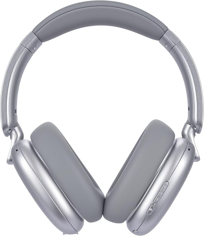 C6 Active Noise Cancelling Headphones, Wireless Over Ear Bluetooth Headphones, 60H Playtime, Lightweight Folding Deep Bass Comfort Fit Ear Cups Headset with Mic for iPad/Travel/PC/Home Silver
