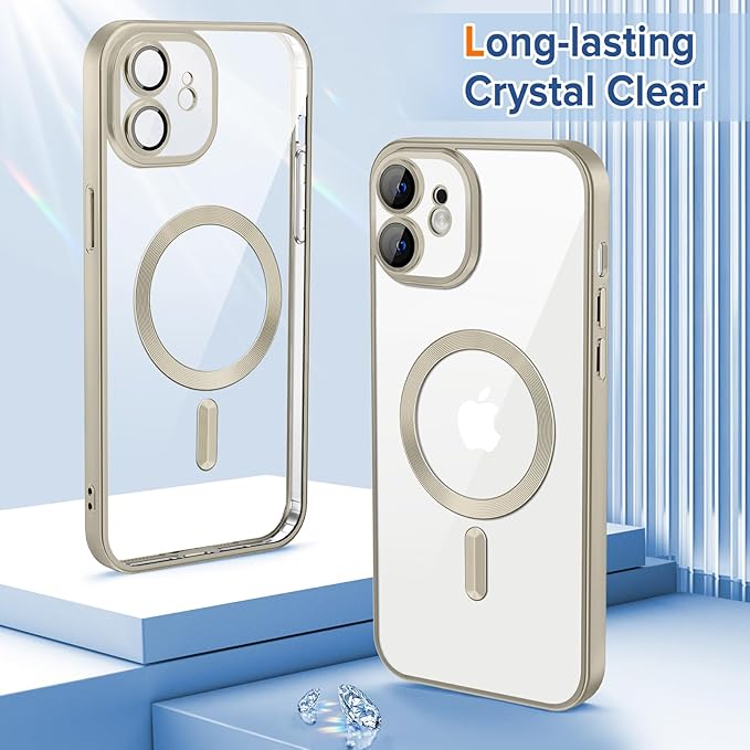 Hython Magnetic Clear for iPhone 11 Case with Camera Lens Protector [Compatible with MagSafe] Luxury Plating Edge Slim Soft TPU Cover Protective Phone Case for iPhone 11 6.1", Matte Gray
