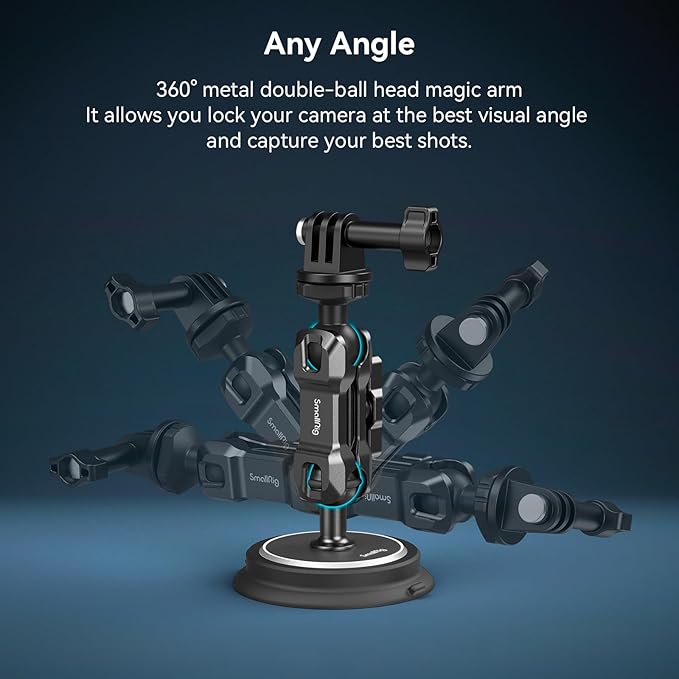 SMALLRIG Magnetic Mount for GoPro Hero 13/12/11, Powerful Camera Car Mount Outside with 360° Rotation Ball Head Magic Arm, for DJI OSMO 360/Nano/Action 6/5 Pro/4, for Insta360 X5/X4/X3/Ace Pro 2