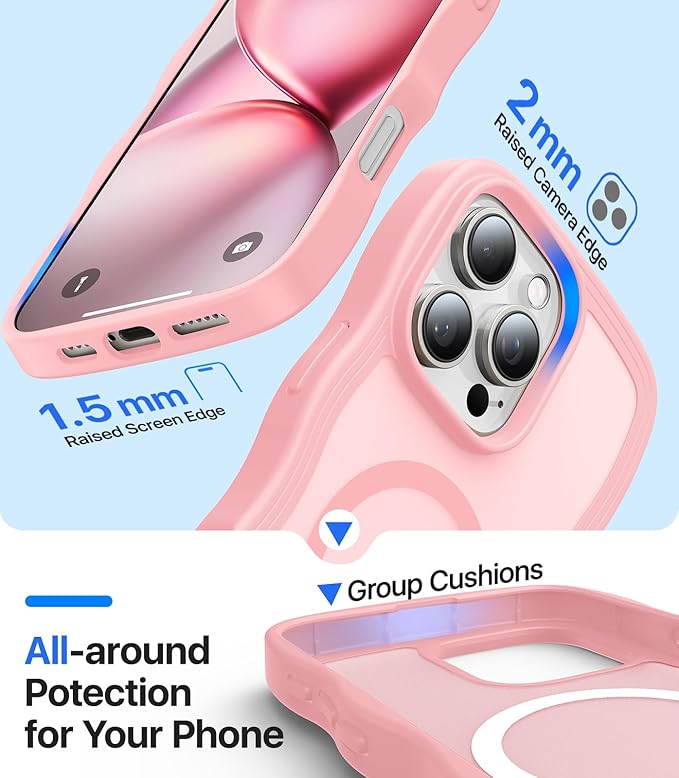 Magnetic for iPhone 16 Pro Max Case[Compatible with MagSafe][Military-Grade Drop Protection][Anti-Yellowing] Shockproof Translucent Matte Cover for iPhone 16 Pro Max Phone Case,PeachPink