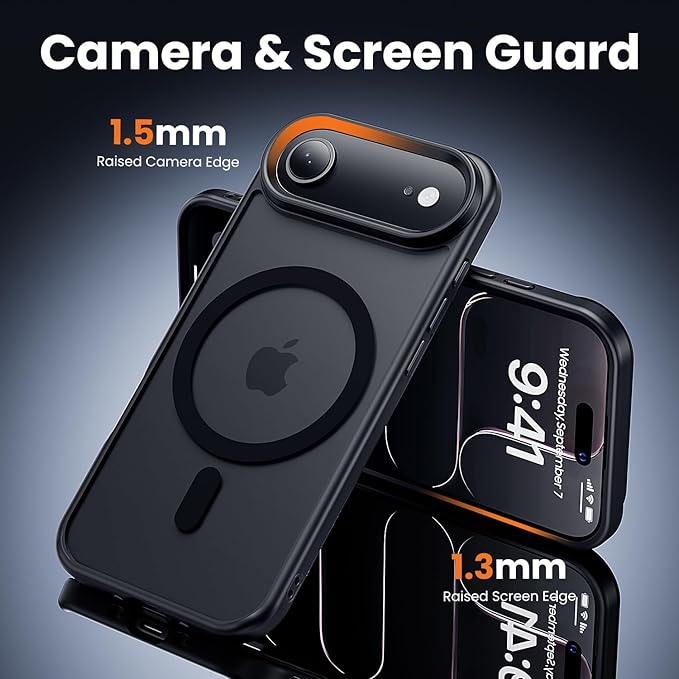 toushion 3 in 1 for iPhone Air Case Matte Black,Fits MagSafe, Screen Protector*1 Camera Lens Protector*1,Matte Skin Feeling Back, Cover Military-Grade Protection