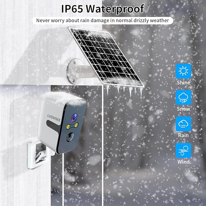 Luovisee 2.4/5G WiFi Cameras for Home Security with Solar Panel,Pan Rotating 180° Magnetic Security Camera Wireless,No Monthly Fee, Motion Detection,Work with Alexa,IP65 Weatherproof,Outdoor & Indoor