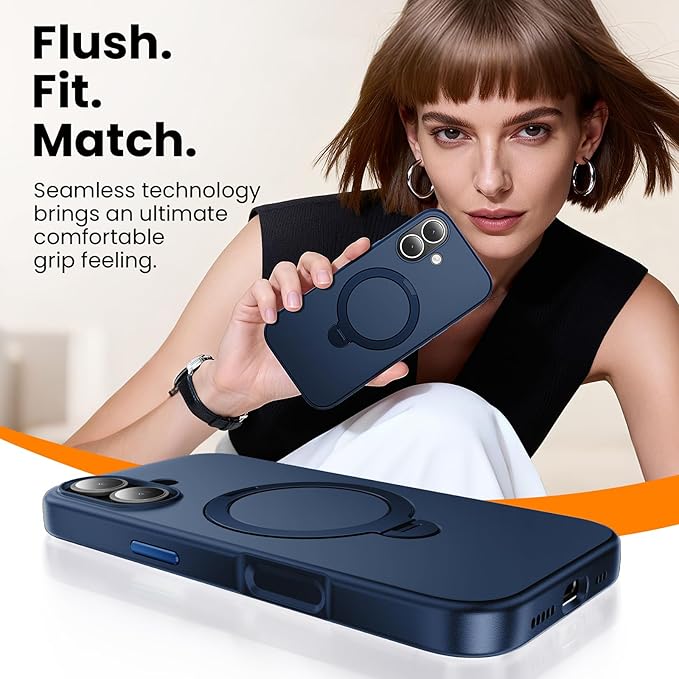 360°Ring Stand for iPhone 17 Case, Compatible with MagSafe, Military-Grade Protective,Anti-Yellowing, Scratch-Resistant Back Cover Phone Case for iPhone 17 6.3", Blue