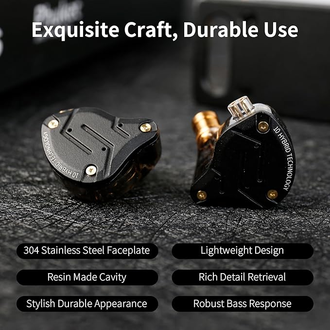 KZ ZS10 Pro IEM Headphone,KZ in Ear Monitor Earbuds Headphone, 4BA 1DD Wired Earphone Multi Driver in Ear Earphone IEM,Wired Gaming Earphone,on Stage Monitor for Singer Guitarist (Gold, No Mic)