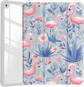 JOYLAND Elegant Flamingo Case for iPad Air 13-inch (M3) 2025/ (M2) 2024, Clear Acrylic Hard Back Grey Case with Pencil Holder Trifold Stand Tablet Cover for Girls Women