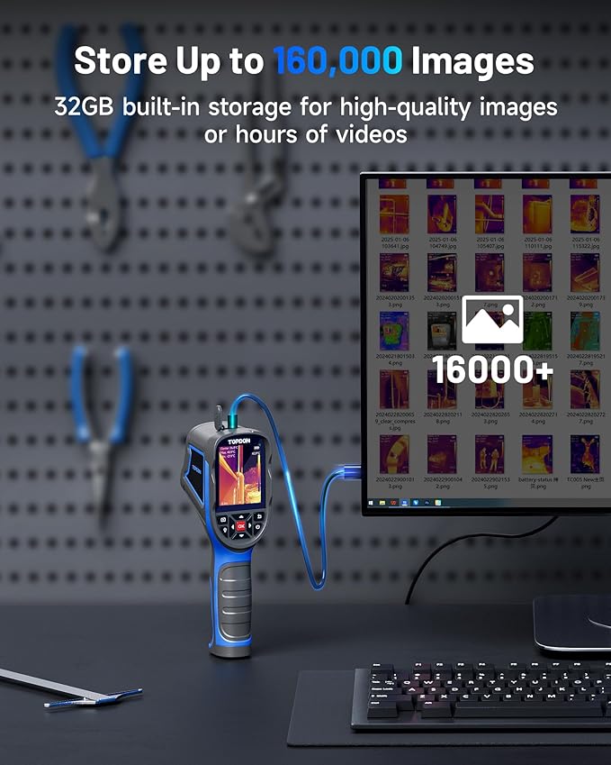 TOPDON Thermal Imaging Camera TC004 SE - 256x192 IR Resolution, 21Hrs Runtime & 32GB Storage with Video Recording, PC Analysis for Electrical/HVAC/Building Inspection