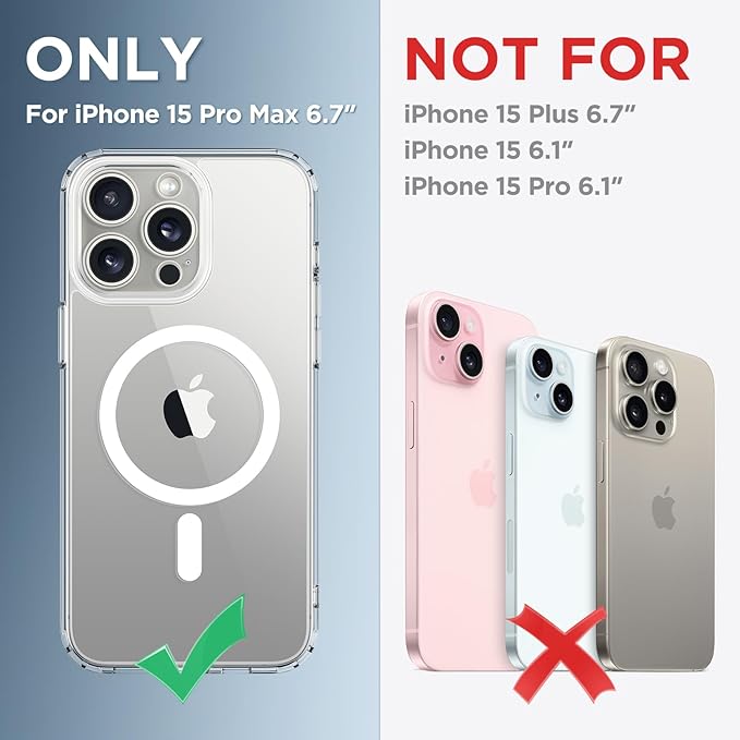 CAPRARO Magnetic for iPhone 15 Pro Max Case, [Compatible with MagSafe] [Full Camera Protection] Shockproof Protective Slim Translucent Matte Phone Case for iPhone 15 Pro Max 6.7'', Clear
