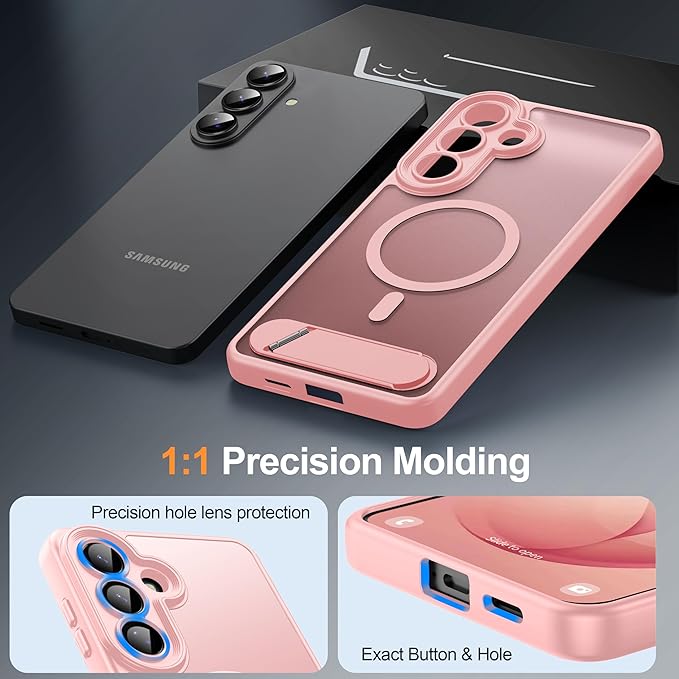 Magnetic for Samsung Galaxy S26+ Plus Case, [Compatible with MagSafe][Full Camera Protection][Built-in Invisible Kickstand] Translucent Matte Phone Case for S26 Plus 6.7" - Pink