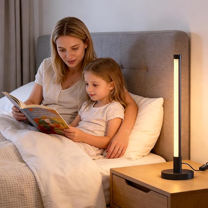 Table Lamp with Remote，Dimmable Small Lamp Desk Lamp with Multiple Color Temperatures，Nightstand Lamp,Table Lamp for Bedroom,Living Room,Office,Reading,Desk(Black)