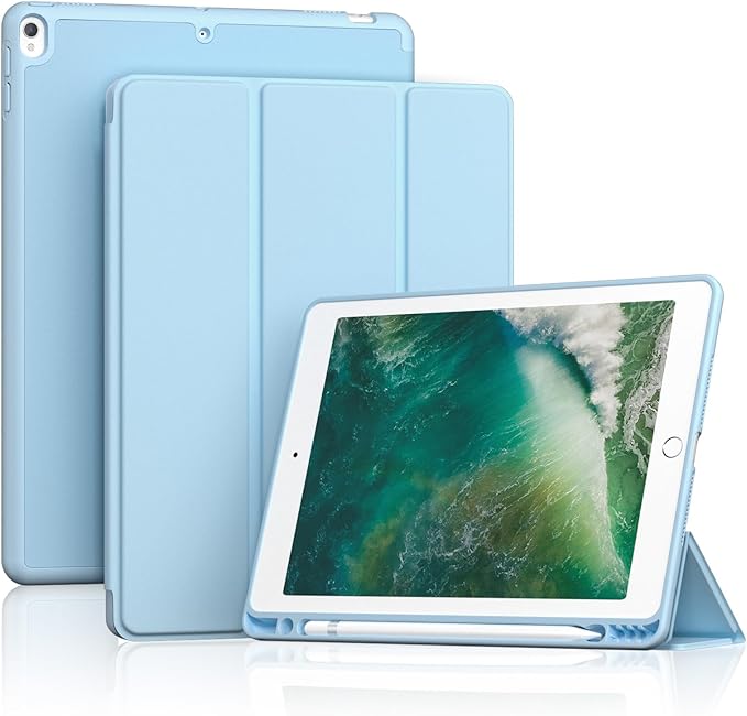 ProCase Smart Case for 10.5” iPad Air 3rd Generation 2019 / iPad Pro 2017, Slim Stand Cover with Pencil Holder Soft TPU Back for Air 3 -Sky Blue