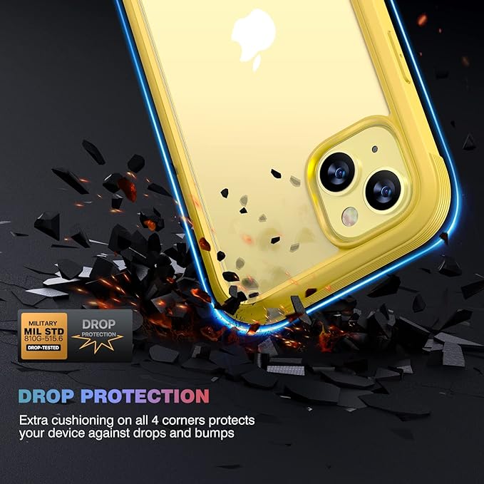 Diaclara Designed for iPhone 14 Plus Case, Full Body Rugged Case with Built-in Touch Sensitive Anti-Scratch Screen Protector, with Camera Lens Protector for iPhone 14 Plus 6.7" (Lemon Yellow)