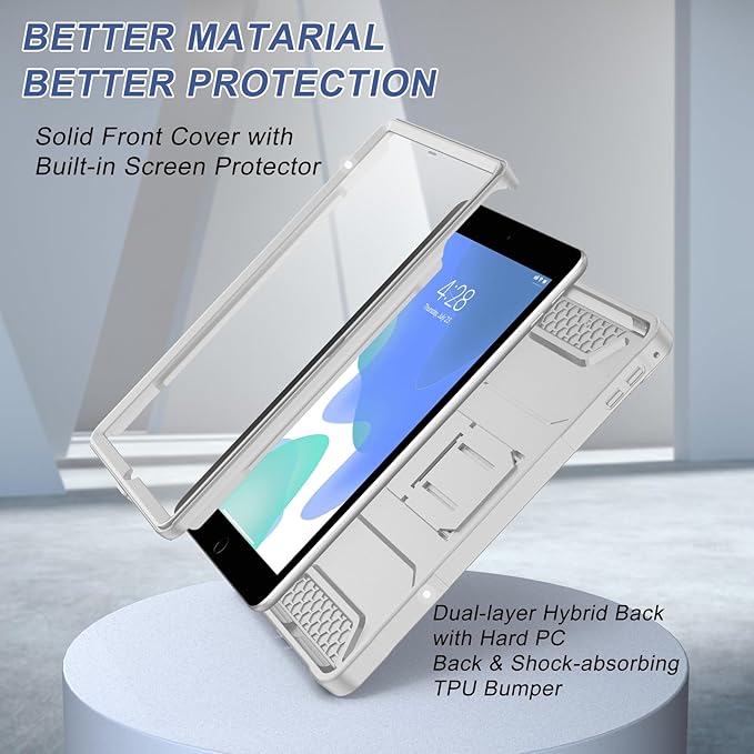 Soke Case for iPad 6th/5th Generation 9.7 Inch 2018/2017,with Built-in Screen Protector and Kickstand, Rugged Full-Body Heavy Duty Protective Cover for Apple iPad Air 2 /Pro 9.7 - Light Gray