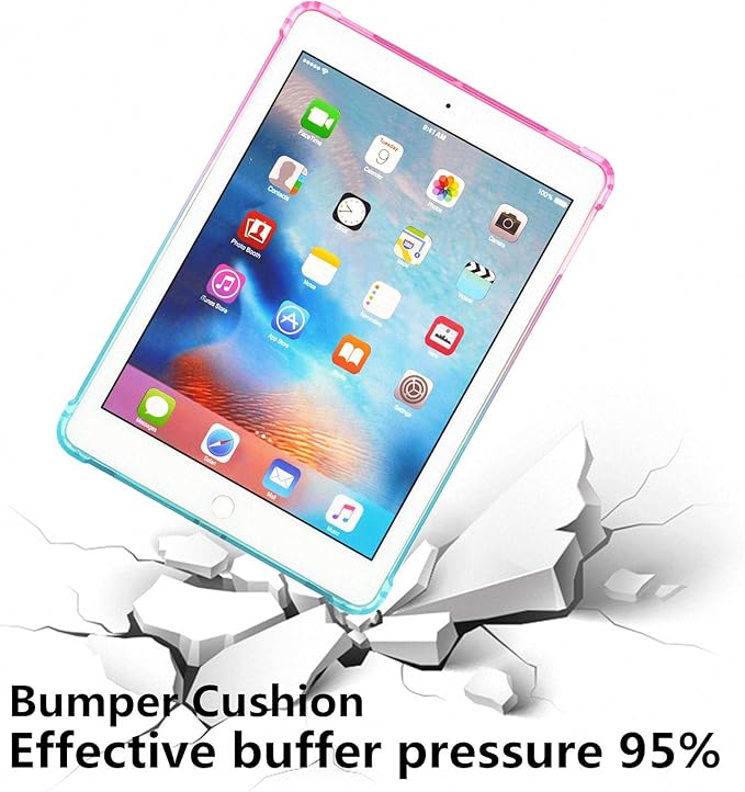 Translucent Frosted TPU Back Case for Apple iPad Air 3 (3rd Gen) 10.5" 2019 and iPad Pro 10.5" (2017) Gradient Color Impact Resistant Corner Protection Shockproof Cover, Pink & Green