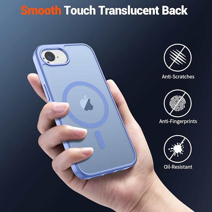 SUPFINE Magnetic for iPhone 17e Case/iPhone 16e Case (Compatible with MagSafe)(Military Grade Drop Protection) Translucent Matte with Anti-Fingerprint Phone Case,Blue Purple
