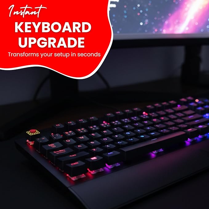 Artisan Custom ESC Keycap for MX Mechanical Keyboard - 2 Pack Emergency Red Panic Button for PC Gaming Keyboard with Hazard Stripe Design, Universal 1u Keycap fits Cherry MX Switches