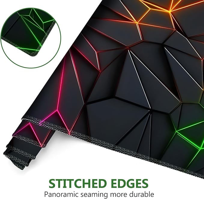 DINKY Gaming Mouse Pad Wrist Support Set, Large Desk Mat Protector, XXL Mousepad +Keyboard Wrist Rest+Ergonomic Mouse Wrist Pad +Coaster Desk Pad, Glowing Diamond Grid