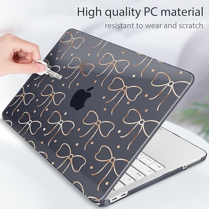 Tuiklol for 2026 MacBook Neo 13 Inch A18 Pro Chip Case, (Model A3404) Anti-Scratch Anti-Drop Slim Hard PC Shell Case with Shockproof Protective MacBook Neo Laptop Cover, Gold Bow
