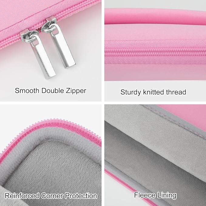 Laptop Sleeve Case with Zipper Accessory Pocket Compatible with 13 to 14 inches MacBook Air/Pro Padded Computer Pouch Cover Shockproof Protective for 13” to 14” Laptop/Chromebook/Tablet,Pink