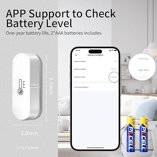 Zigbee Temperature Sensor, Humidity Sensor Thermometer for House, Compatible with Alexa & Google Assistant, eWeLink APP for Remote Monitoring and Home Automation, ZigBee 3.0 Hub Required