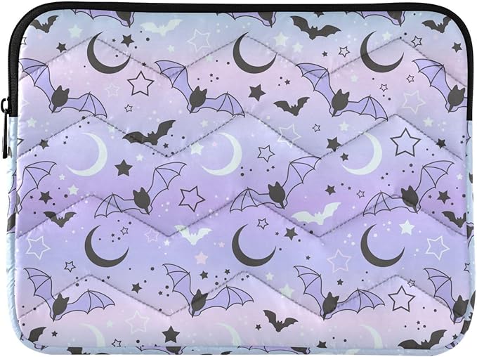 Cute Laptop Sleeve 13 inch Purple Bat Moon Laptop Bag 14 inch Waterproof Computer Bag for Women Laptop Accessories Computer Cover Bag for Tablet Men, A06D24018