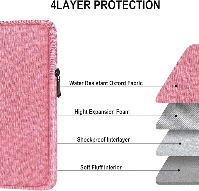 Laptop Case 14 Inch, Shockproof Protective Traveling Computer Bag, Water Resistant Portable Laptop Sleeve Compatible for Lenovo, HP, Dell, Asus, MacBook Air/Pro, Pink