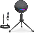 ZealSound Podcast USB Microphone for PC/Mac/iPhone, Cardioid Condenser Mic with Noise Reduction, Tap-to-Mute, RGB Lighting, Zero Latency Monitoring, Volume Control for Gaming, Recording, YouTube