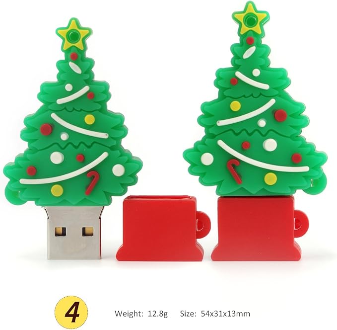 Christmas USB Flash Drive 8GB x 5 Pieces Thanksgiving Gift USB Memory Stick Novelty Pen Drive Santa Claus, Christmas Tree, Elk