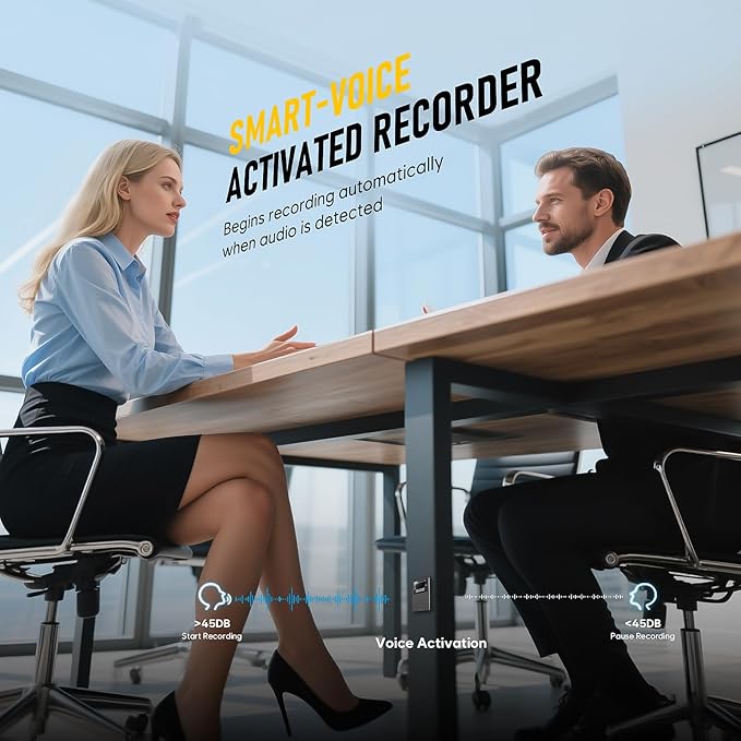 128GB Magnetic Voice Activated Recording Device - BUKUCCETA (18800 Hour) Digital Voice Recorder with AI Noise Reduction, Portable Audio Recorder for Lectures, Meetings, and Interviews